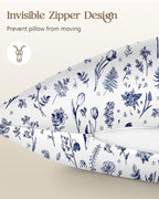 2 Pack Mulberry Silk Pillowcase for Hair and Skin - Standard Size 20 x 26 Inches with Hidden Zipper Blue Line Flower 19 Momme Soft Sleeping Silk Pillow Case for Women, Moms