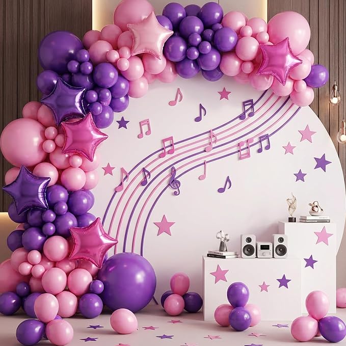Purple Pink Star Foil Balloon, 18 Inch Metallic Dark Light Pink Purple Stars - Image 3