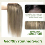 Hair Toppers for Women Real Human Hair Larger Silk Base 6x7 inch 65 grams 14inch Clip In Topper Hair pieces Dark Brown to Dirty Blonde（#2618 14inch）