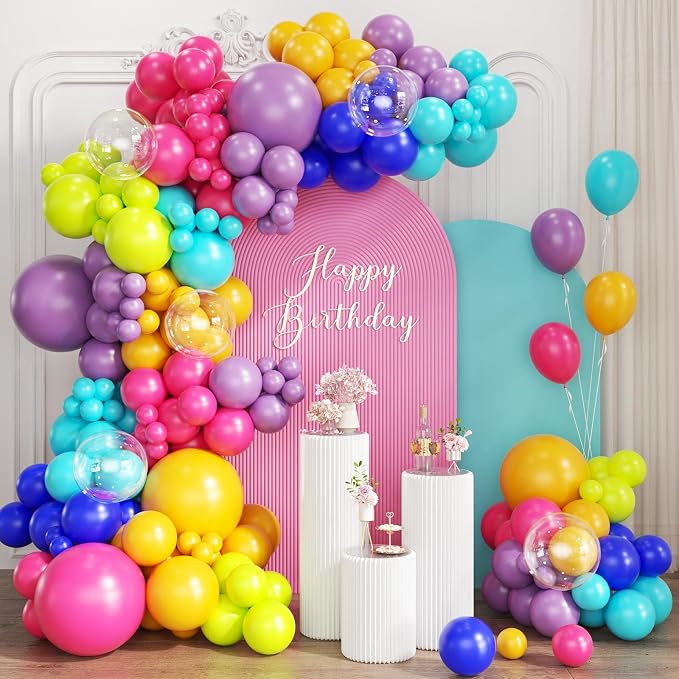 Colorful Rainbow Balloon Garland Arch Kit by Unknown