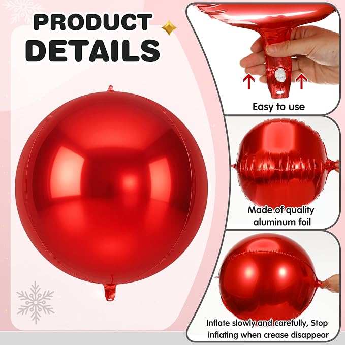 Jenaai 30 Pcs Black Red Round Foil Balloons - Image 2