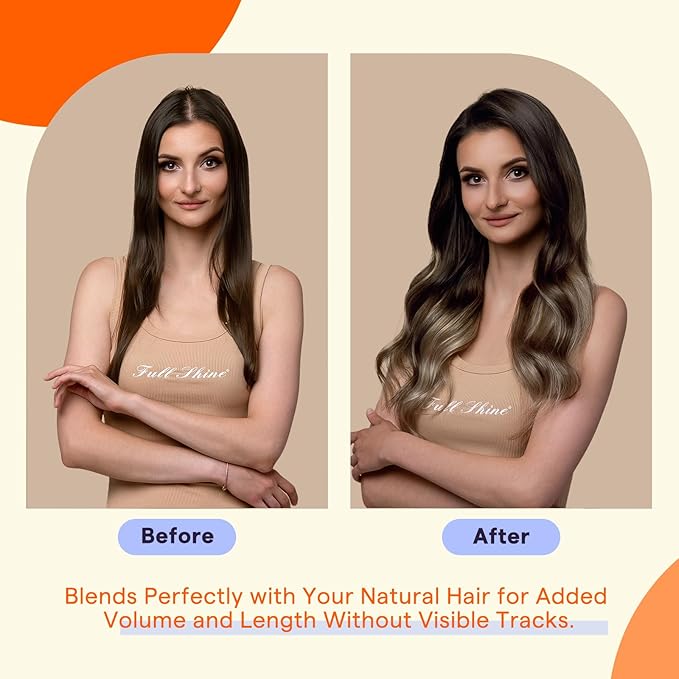 Full Shine Tape in Hair Extensions 18 Inch Balayage Color 2 Darkest Brown Fading to 6 and 18 Ash Blonde Natural Double Sided Tape Ins Human Hair Extensions 50 Grams Straight Invisible Remy Hair 20PCS