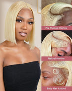 Alididi 613 Blonde Bob Wig Human Hair Straight 13x6 Transparent Lace Front Wigs Human Hair Pre Plucked Glueless Short Bob Wig human hair 180% Density 613 bob wigs for black women 14 Inch