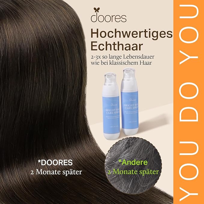 DOORES Clip in Human Hair Extensions, Dark Brown 18 Inch 120g 7pcs, Real Straight Remy Hair Extensions Thick Weft for Women