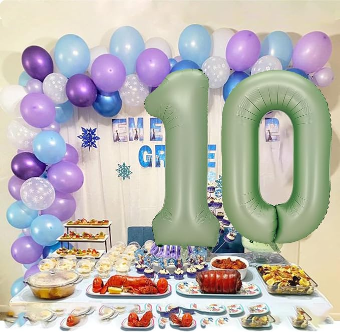 Number 0 Balloon, 40-Inch Sage Green Number Balloon | 40-inch foil balloon - Image 3