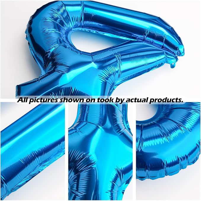 20 Pcs Blue 16" Number Balloons 2 Sets 0-9 Foil Balloon Numbers Décor | Glossy - Image 2