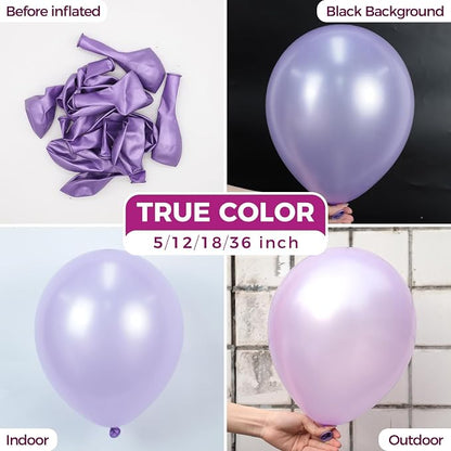 Bezente Pearl Lavender Latex Round Helium Party Balloons 100 Pack 12 inch | - Image 2