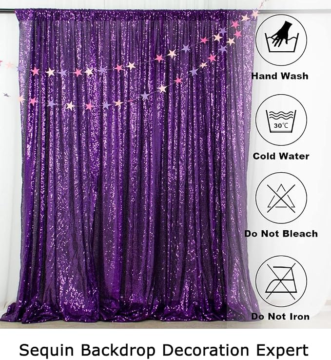 ShinyBeauty 4FTx6FT Purple Sequin Backdrops - Image 6