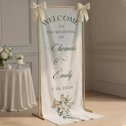 Mapileng Wedding Linen Wall Tapestry Welcome Banner, Personalized Couple Names - Image 3