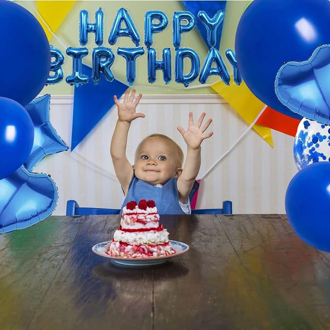 27 Pcs Dark Blue Birthday Decorations, 3D Foil Dark Blue Happy Birthday Balloon - Image 5