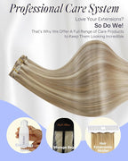 Full Shine Blonde Clip in Hair Extensions Highlight Human Hair 18 Inch for Thick Hair Invisible Clip in Human Hair Extensions Straight Blonde Extensions 18 Inch 135 G