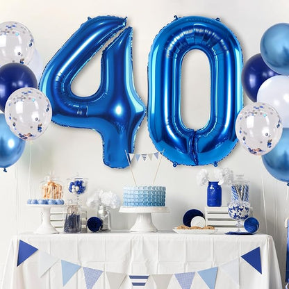 Large Foil Number 40 Balloons, Big Light Navy Blue 40 Helium Balloon - Image 5