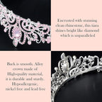 Didder Pink Opal Tiara Crowns for Women Girls, Princess Crown with Combs Tiaras for Women Girls Wedding Crowns for Brides Headband Prom Birthday Gift Halloween Costumes Hair Accessories