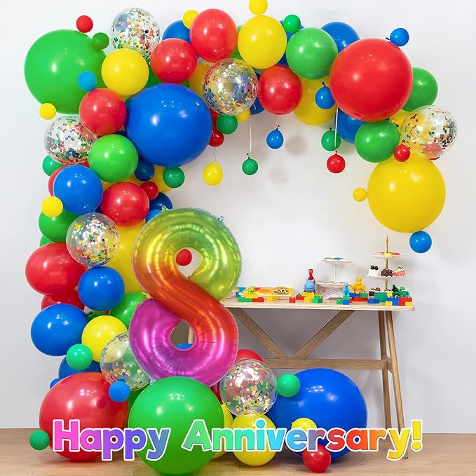 Rainbow Number 8 Balloon 40 Inch, Big Large Foil Number Balloons, Gradient - Image 6