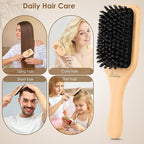 Bsisme Hair Brush, Boar Bristle Hair Brushes for Women Men Kid, Natural Bristles Paddle Brush for Thin Fine Hair, Restore Shine and Texture, Enhance Hair Shine and Health