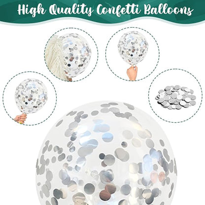 Teal Blue Silver Balloons, Aqua Blue White Silver - Image 3