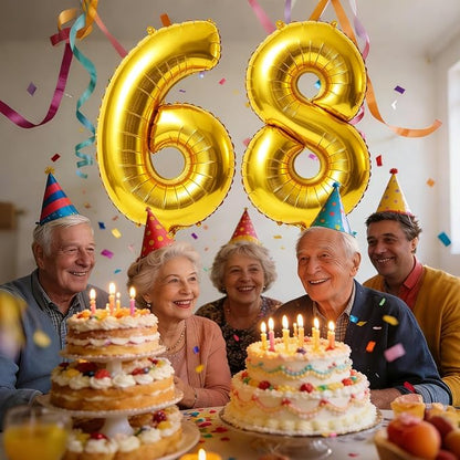 40 Inch Number 68 Balloons for 68th Birthday Party Decorations, 0-100 Gold - Image 2