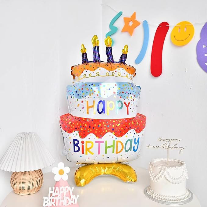 39" Giant 3-Tier Self Standing Happy Birthday Foil Balloons 2pk | standing - Image 3