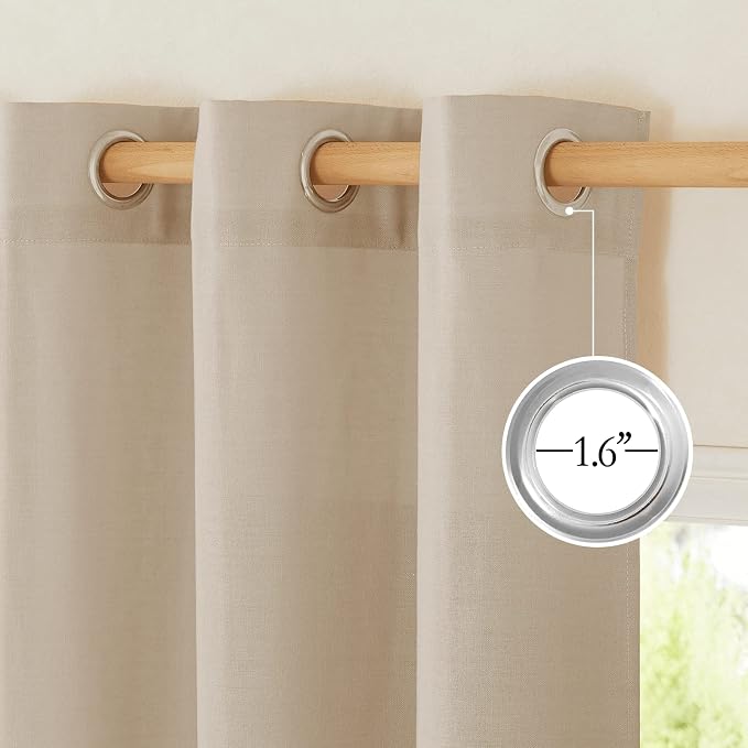 NICETOWN Thick Taupe Linen Curtains 90 inch Length 2 Panels Set, Grommet Semi - Image 2