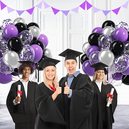60pcs Purple and Black Balloons 12inch - Image 7