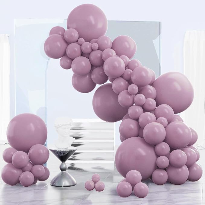 PartyWoo Dusty Purple Balloons 140pcs Lavender Boho Neutral Color | 18 12 10 5 by PartyWoo