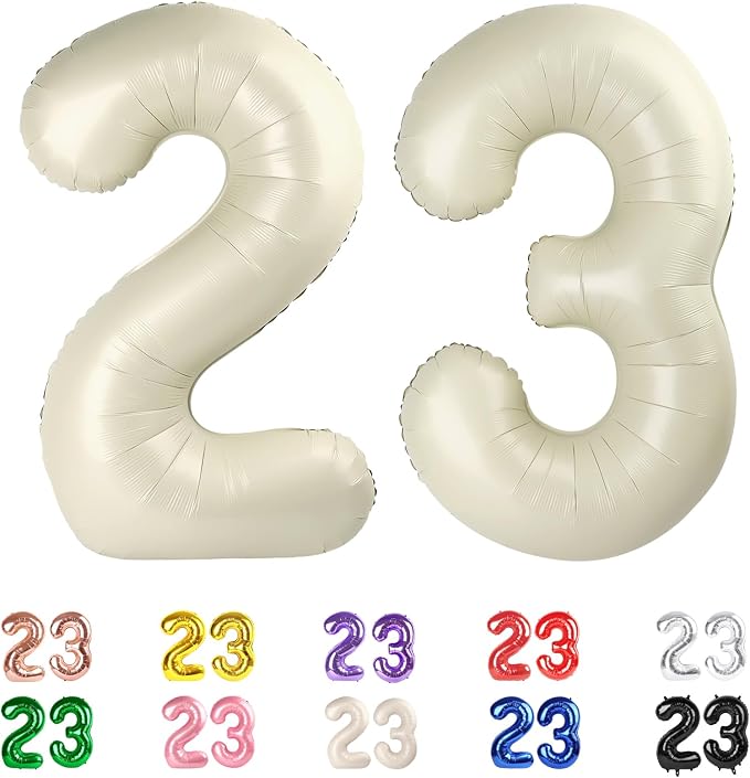 23 Balloon Numbers 40Inch for 23 32 Year Old Birthday Decorations, Cream | 40In by Mluchee