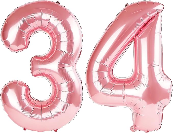 40 Inch Number 34 Balloons for 34th Birthday Party Decorations, 0-100 Jewelry by FOBELEC