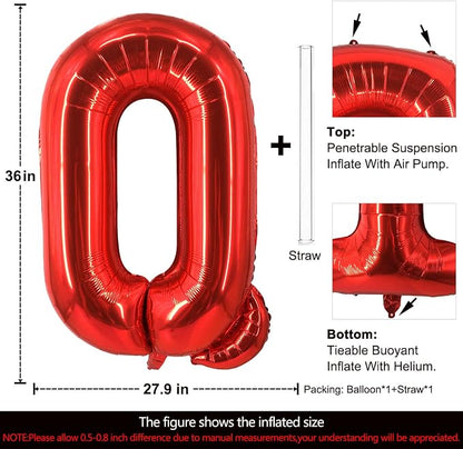 Lovoir 40 Inch Large Red Letter Q Balloons Big Size Jumbo Mylar Foil Helium - Image 2