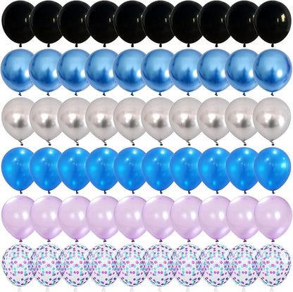 Black Blue and Purple Balloons, 12 Inch Metallic Blue Purple Black and Silver - Image 9
