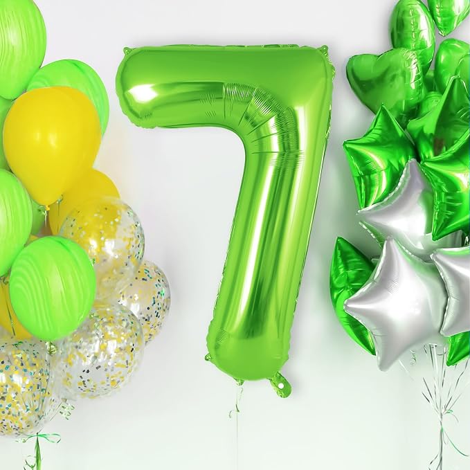 Green Number 7 Balloon 40 Inch, Big Large Foil Helium Number Balloons, Jumbo - Image 2