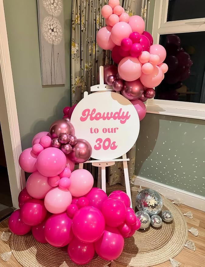 Pink Balloons Set, Metallic Chrome Pearl and Macaron Pink Balloons - Image 3