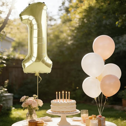 40 Inch Number 1 Balloons for 1st Birthday Party Decorations, 0-100 Champagne - Image 3