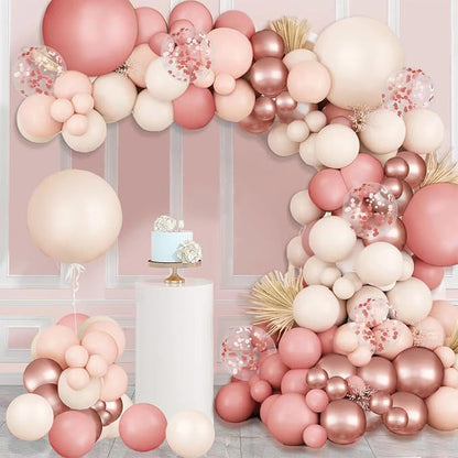 Blush Pink Balloon Garland Arch Kit, Rose Gold Sand White Confetti | Retro Pink by Zesliwy