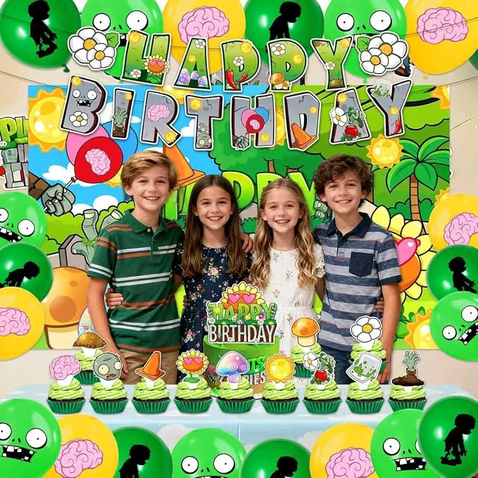 42Pack Plants Zombies Party decoration pack include Banner, Honeycomb - Image 5