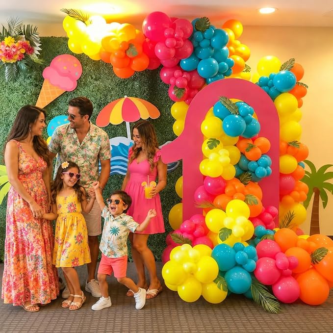 Colorful Balloons, 12 Inch Hot Pink Orange Yellow Teal Green Multicolor Bright - Image 6