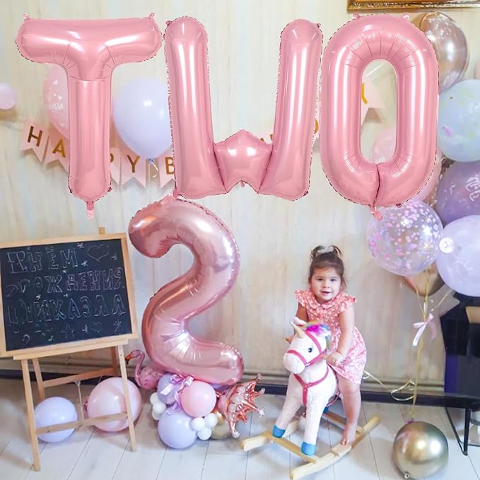 40 Inch Pastel Pink TWO Letter Balloons, Light Pink TWO Balloon Letters - Image 5