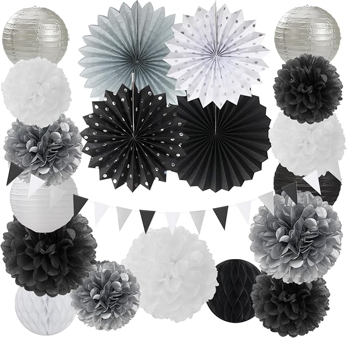 Black White Silver Party Decorations by Burgleda