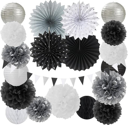 Black White Silver Party Decorations by Burgleda