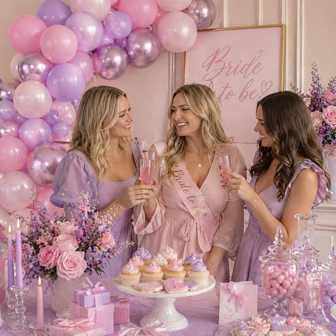 Pastel Pink Purple Balloons, 12 Inch Pearl Light Pink Metallic Purple - Image 4
