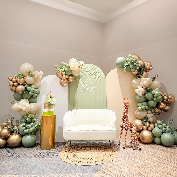 Sage Green Gold Balloons, Birthday Party Decorations - Image 4