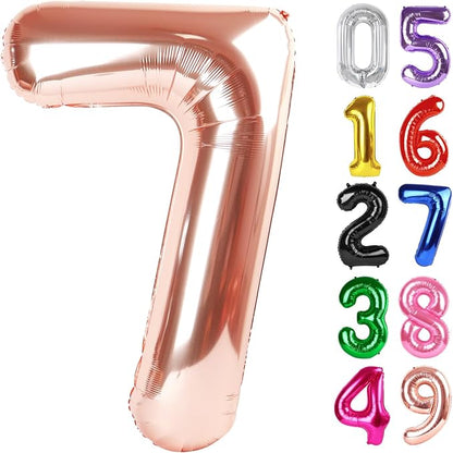 Rose Gold Number 7 Balloon 40 Inch, 7th Birthday Decorations Men Women | Foil by IWERP