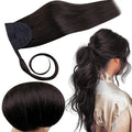 RUNATURE Ponytail Extension Human Hair, 14 Inch 70g Real Human Hair Ponytail, Striaght Natural Hairpiece with Wrap Around Magic Paste, Daily Wear, Easy to Install, #1B Off Black #1B Off Black