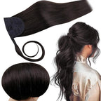 RUNATURE Human Hair Ponytail Extension, Off Black Ponytail Hair Extensions Real Human Hair, Soft Straight Hair for Women, Natural Ponytail Hairpiece, Add Length 12 Inch 70g #1B Off Black