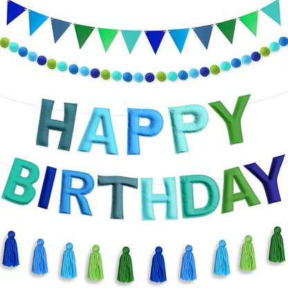 4PCS Pre-Strung Happy Birthday Banner by Woonnuk