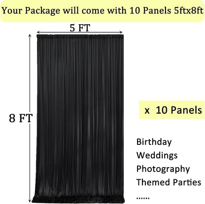 50ft x 8ft Wrinkle Free Black Backdrop Curtains - Image 5