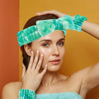 7 Pcs Spa Set, Facial Headband and Wristband Set, Skincare Accessories, College Style Girl Idea Gifts, Hair Accessories for Women and Girls (Tie Dye Green