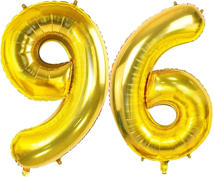 Joycard 2 Pack 40 Inch Gold Foil Helium Number 96 Balloons by Joycard