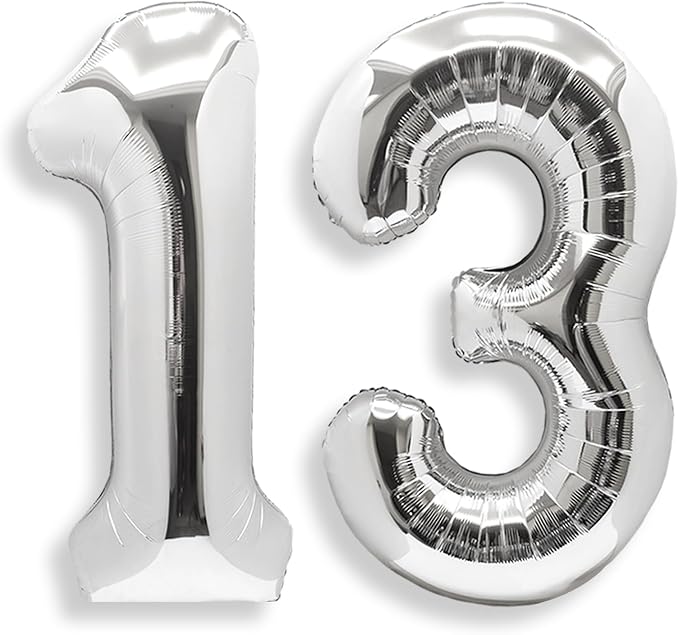 AULE 40 Inch Silver 13 Balloon Number Foil 0-9 Birthday Big Numbers | Birthday by AULE
