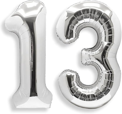 AULE 40 Inch Silver 13 Balloon Number Foil 0-9 Birthday Big Numbers | Birthday by AULE
