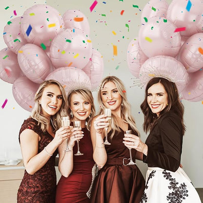 20PCS Round Shaped Foil Balloons, 18 Inch Dusty Pink Round Foil Balloon - Image 4